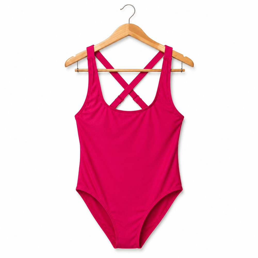 Quince Italian Cross Back One Piece Swimsuit Womens Size Large Cherry Red NWT